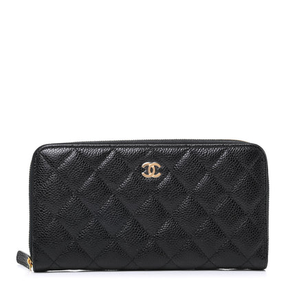 Chanel Caviar Quilted Large Gusset Zip Around Wallet Black 1 of 11