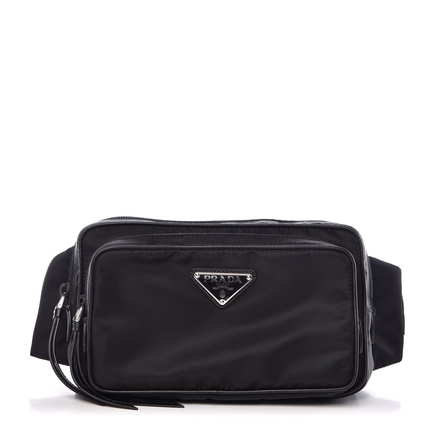 Tessuto Nylon Calfskin Studded Belt Bag Black