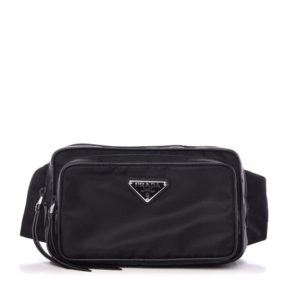 Prada Tessuto Nylon Calfskin Studded Belt Bag Black 1 of 7