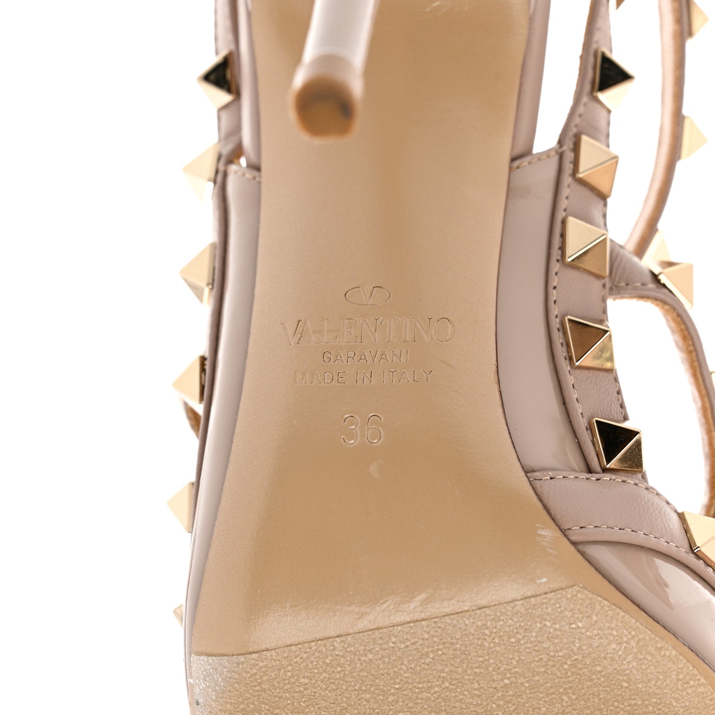 Patent Nappa Rockstud Ankle Strap 100mm Pumps 36 Poudre