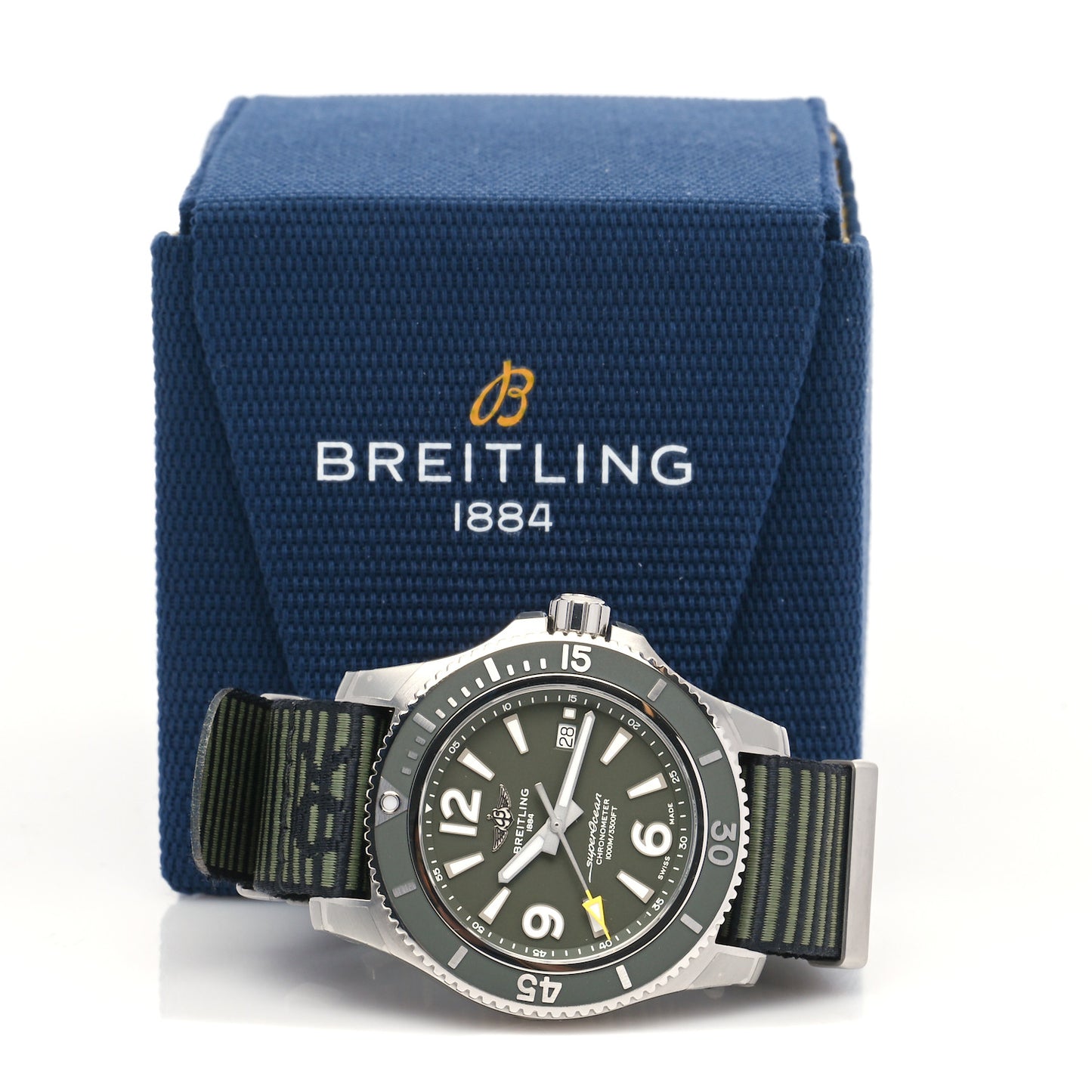 Stainless Steel Nylon 44mm Super Ocean Chronometer Automatic Watch Green A17367