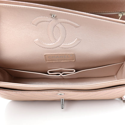 Chanel Metallic Caviar Chevron Quilted Medium Double Flap Light Gold 5 of 10