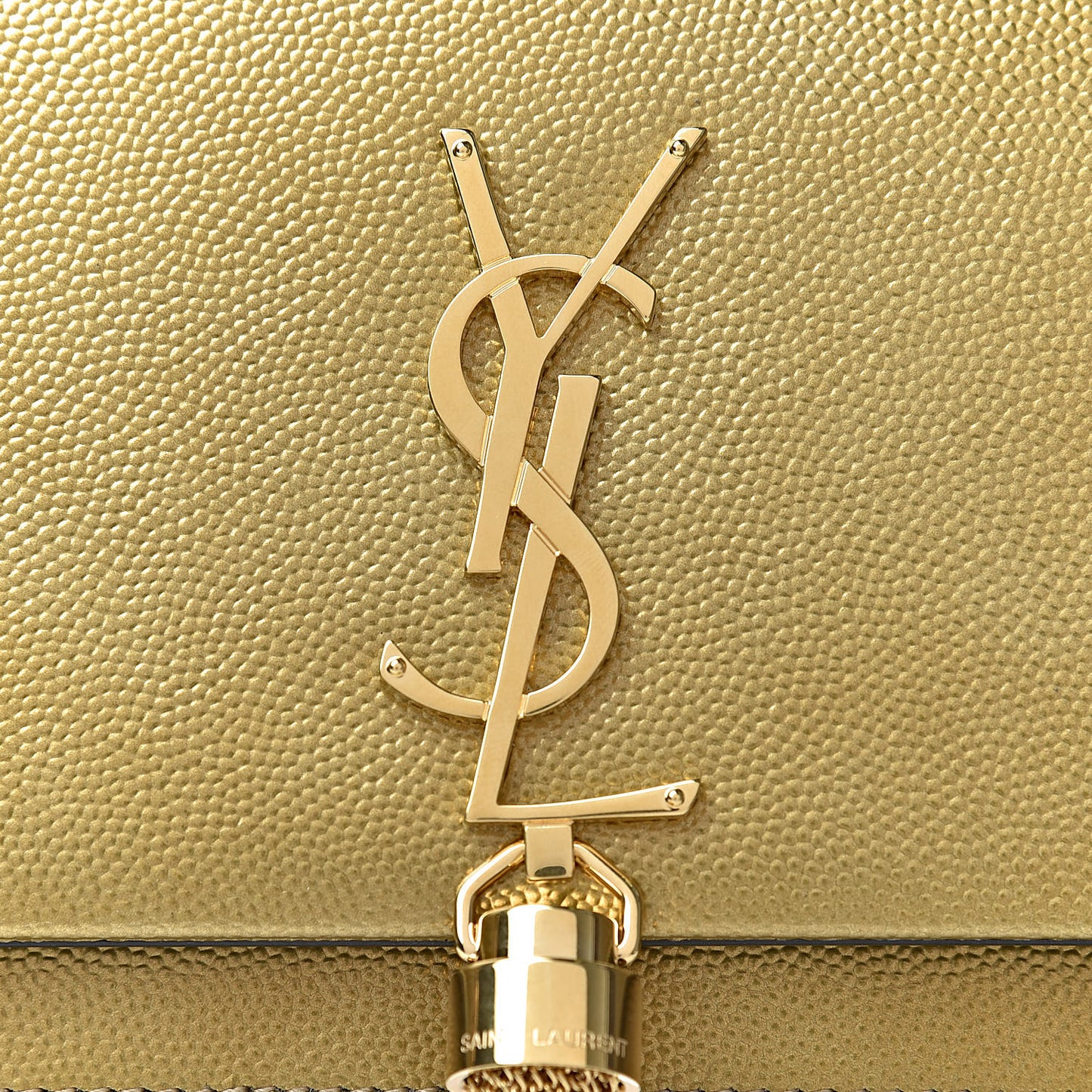 Metallic Grain De Poudre Kate Monogram Tassel Chain Wallet Gold