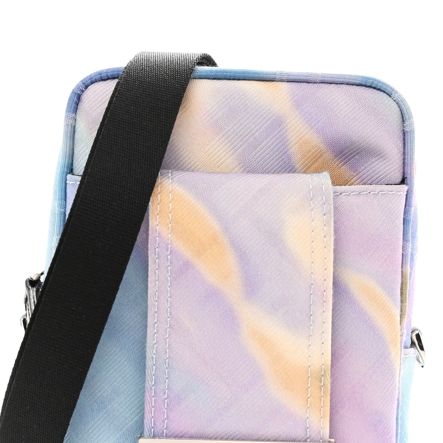 Econyl Nylon Cuoio Romano Baguette Crossbody Phone Pouch Azzurro