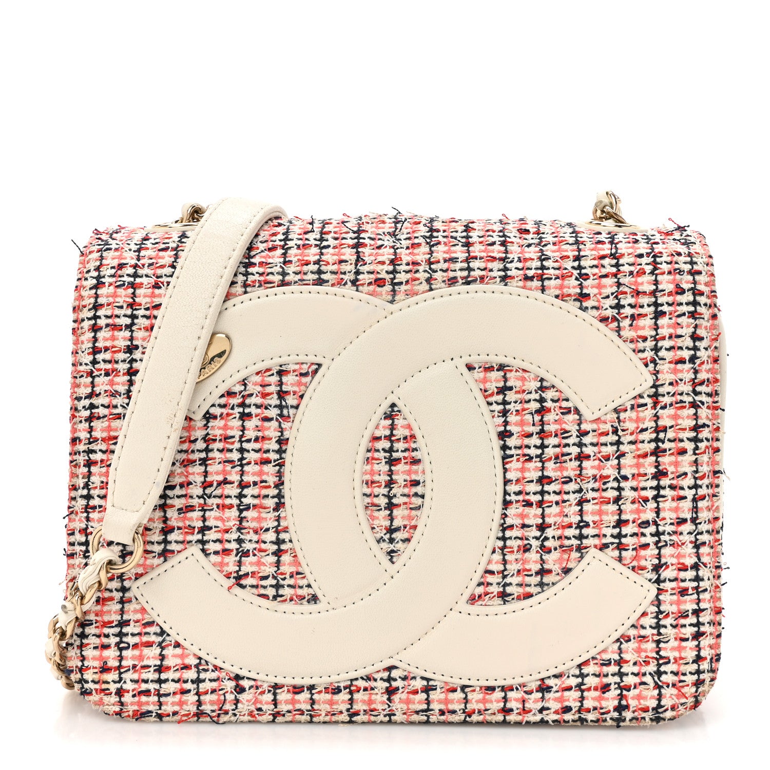 Chanel Tweed CC Mania Flap Bag Black Red White 1 of 18