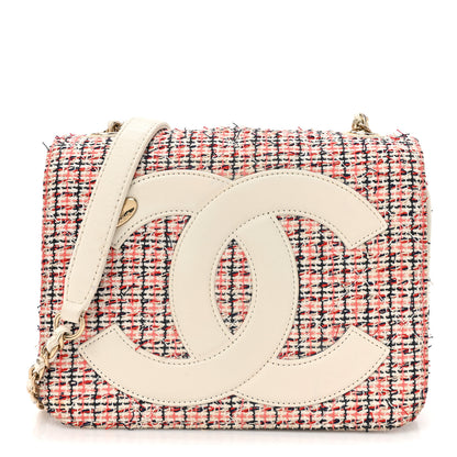 Chanel Tweed CC Mania Flap Bag Black Red White 1 of 18