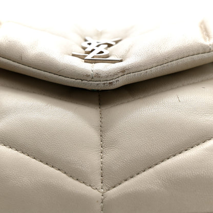 Saint Laurent Lambskin Quilted Toy Loulou Puffer Monogram Chain Satchel Crema Soft 12 of 20