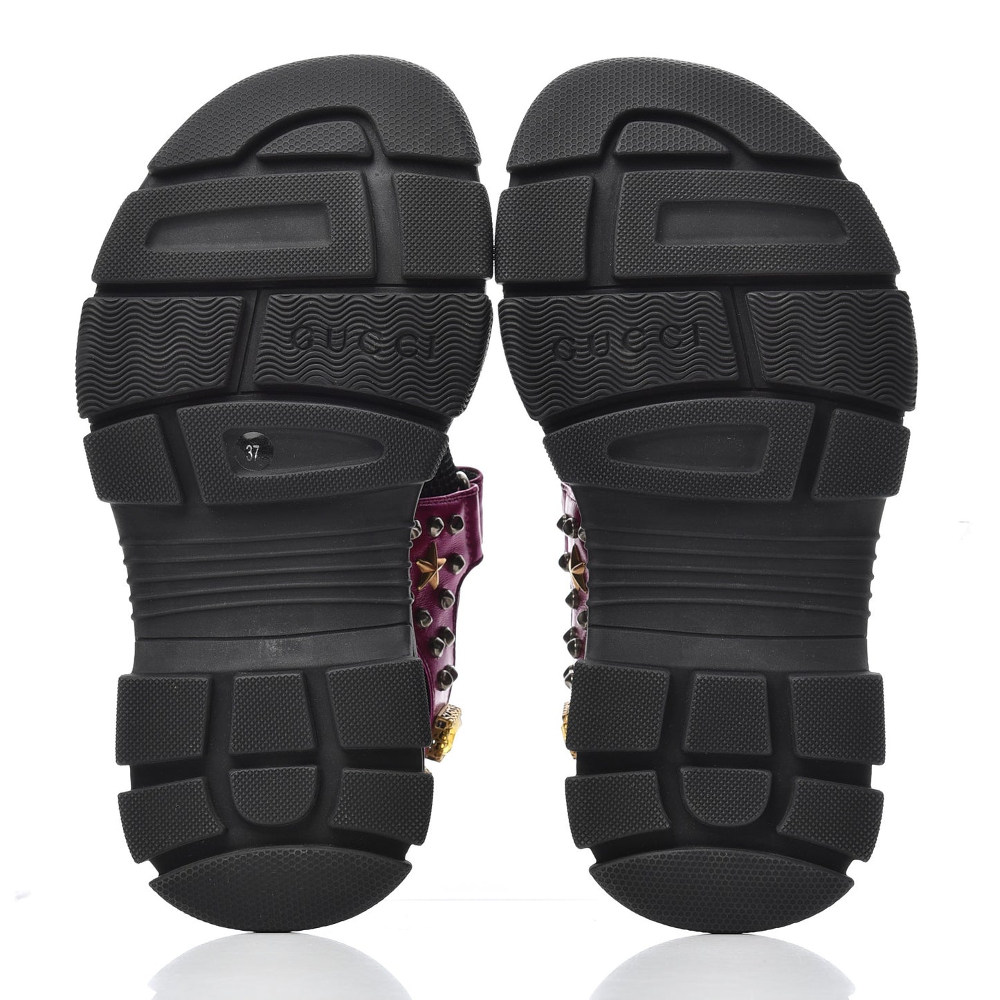 Nappa Mesh Crystal Embellished Studded Womens Aguru Sandals 37 Pink Black