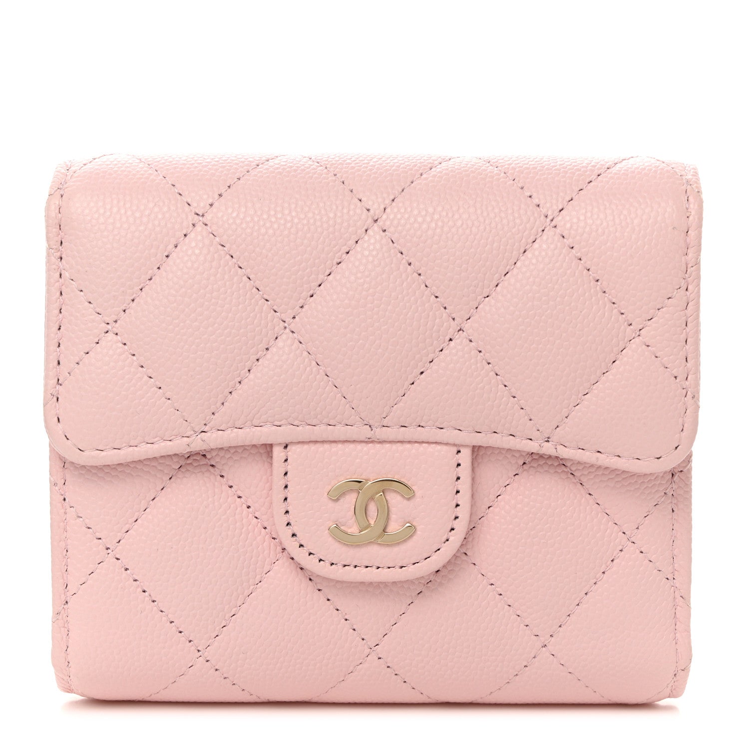 Chanel Caviar Quilted Compact Flap Wallet Light Pink 1 of 8