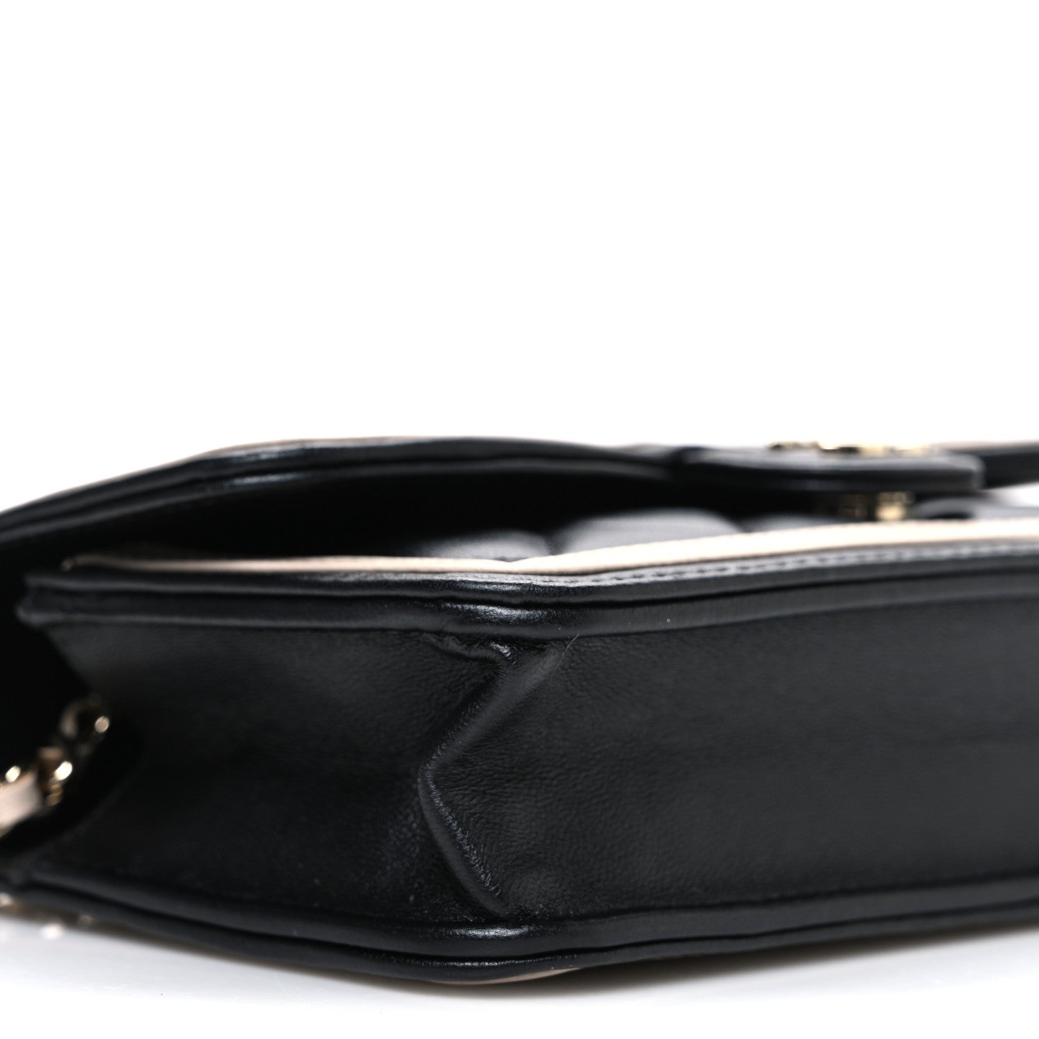 Chanel Lambskin Quilted Phone Holder Wallet With Chain Black Beige 10 of 11