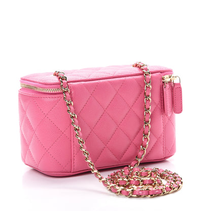 Chanel Caviar Quilted Small Vanity Case With Chain Pink 2 of 10