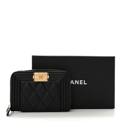 Chanel Caviar Quilted Boy Zip Around Coin Purse Wallet Black 8 of 8