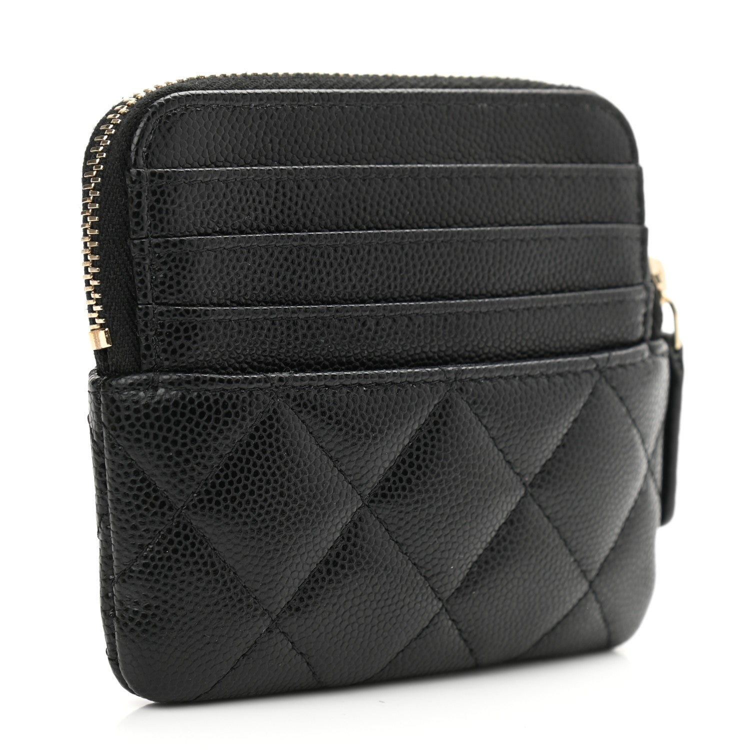 Chanel Caviar Quilted Zip Card Holder Wallet Black 3 of 7