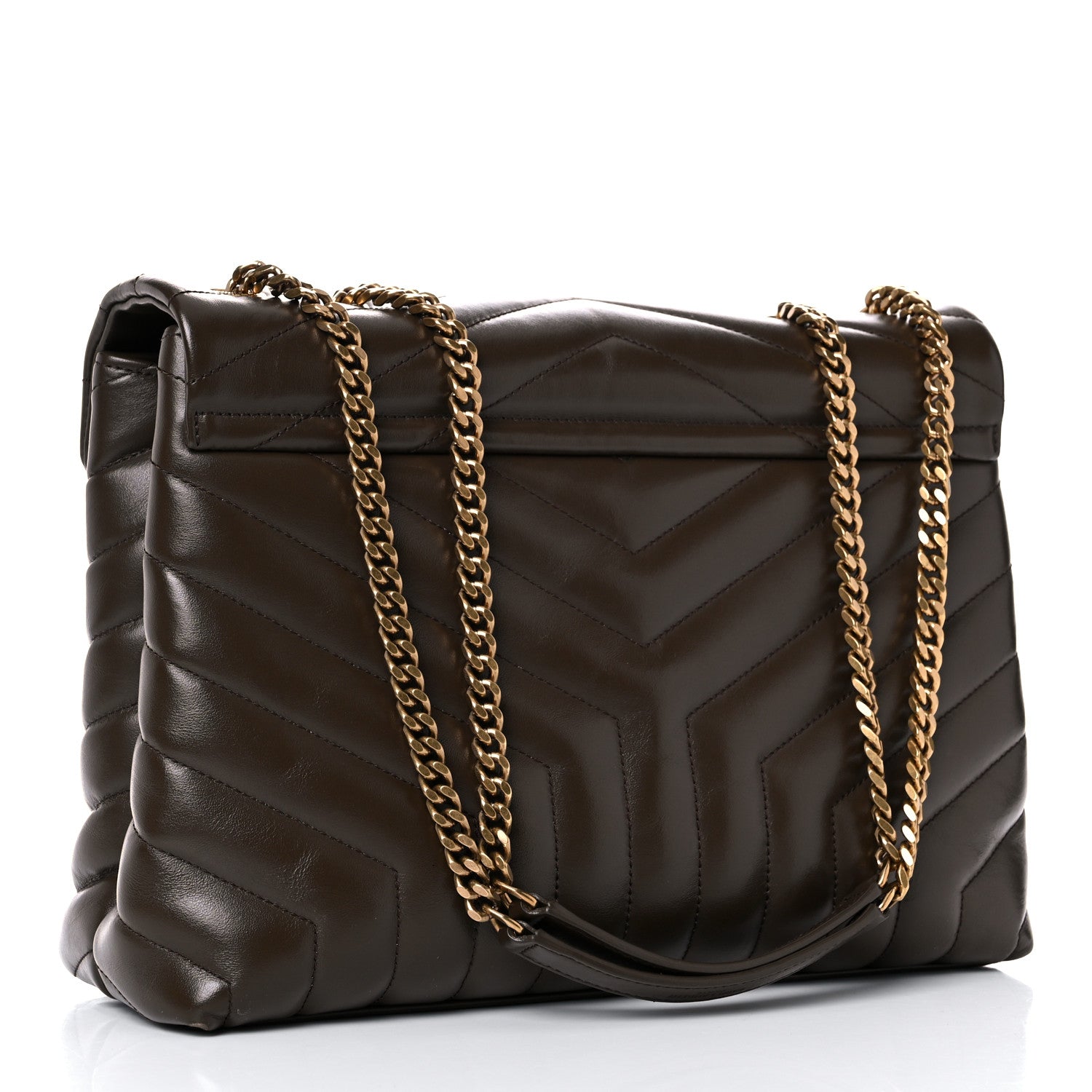 Saint Laurent Calfskin Y Quilted Monogram Medium Loulou Chain Satchel Soil Brown 3 of 15