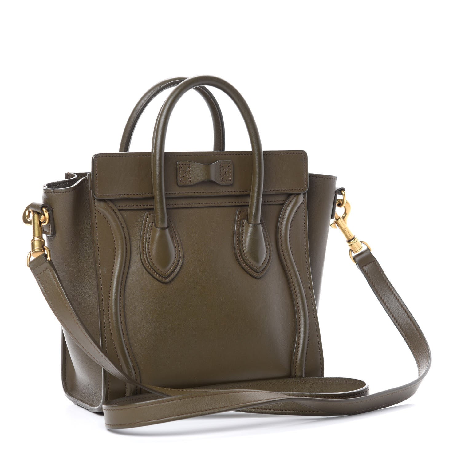 Celine Smooth Calfskin Nano Luggage Khaki 3 of 10