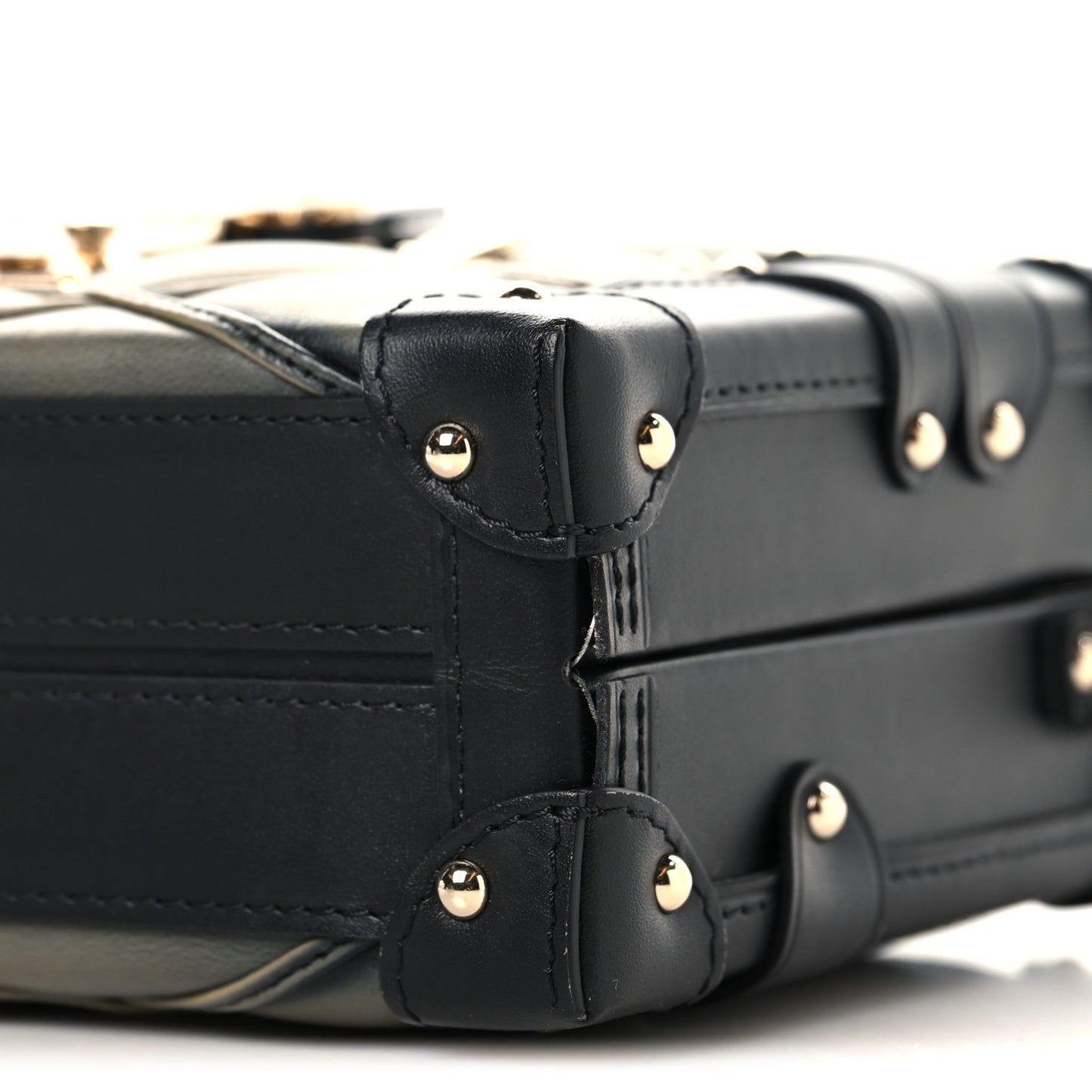 Lambskin Malletage Petite Malle Black Beige