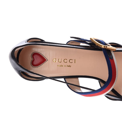 Gucci Malaga Kid Grosgrain Sylvie Web Bamboo Mules 35.5 Black 7 of 9