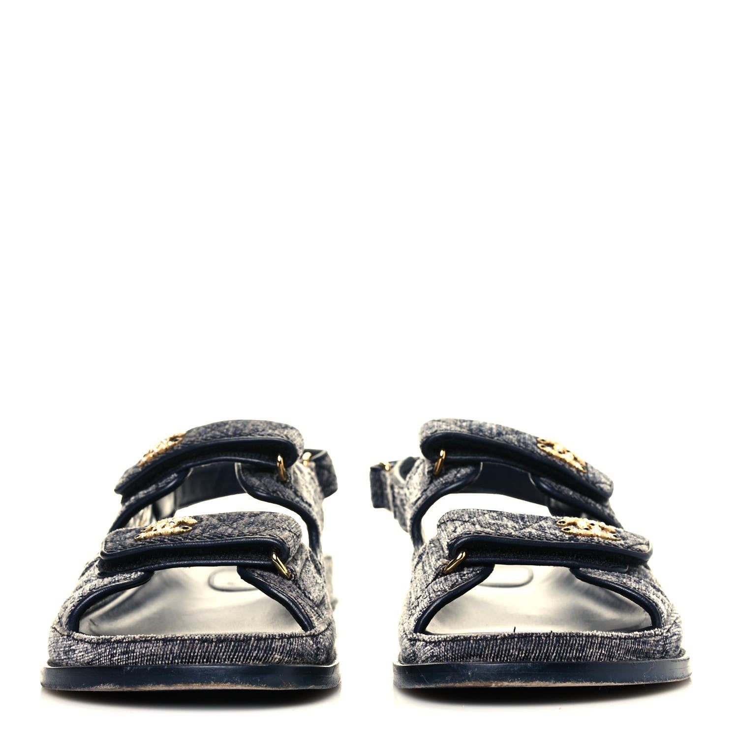 Chanel Denim Velcro Dad Sandals 42 Blue 2 of 7