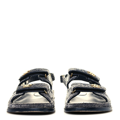 Chanel Denim Velcro Dad Sandals 42 Blue 2 of 7