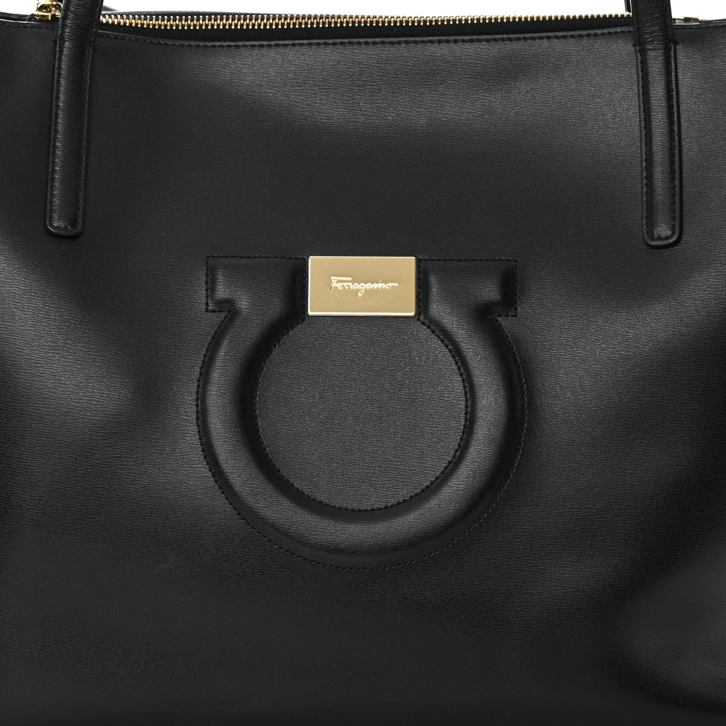 Calfskin Medium Gancini Tote Black