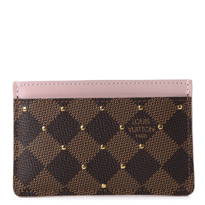 Louis Vuitton Damier Ebene Studded Card Holder Rose Ballerine 1 of 8
