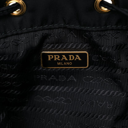 Prada Saffiano Tessuto Nylon Mini Bucket Crossbody Bag Black 6 of 18