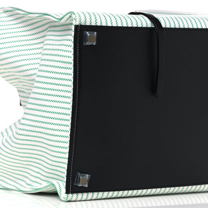 Celine Cotton Canvas Striped Medium Phantom Luggage White Green 8 of 9