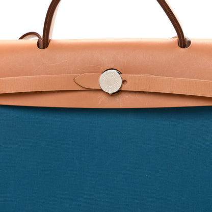 Hermes Toile Officier Vache Hunter Herbag Zip PM 31 Bleu Izmir Fauve 9 of 12