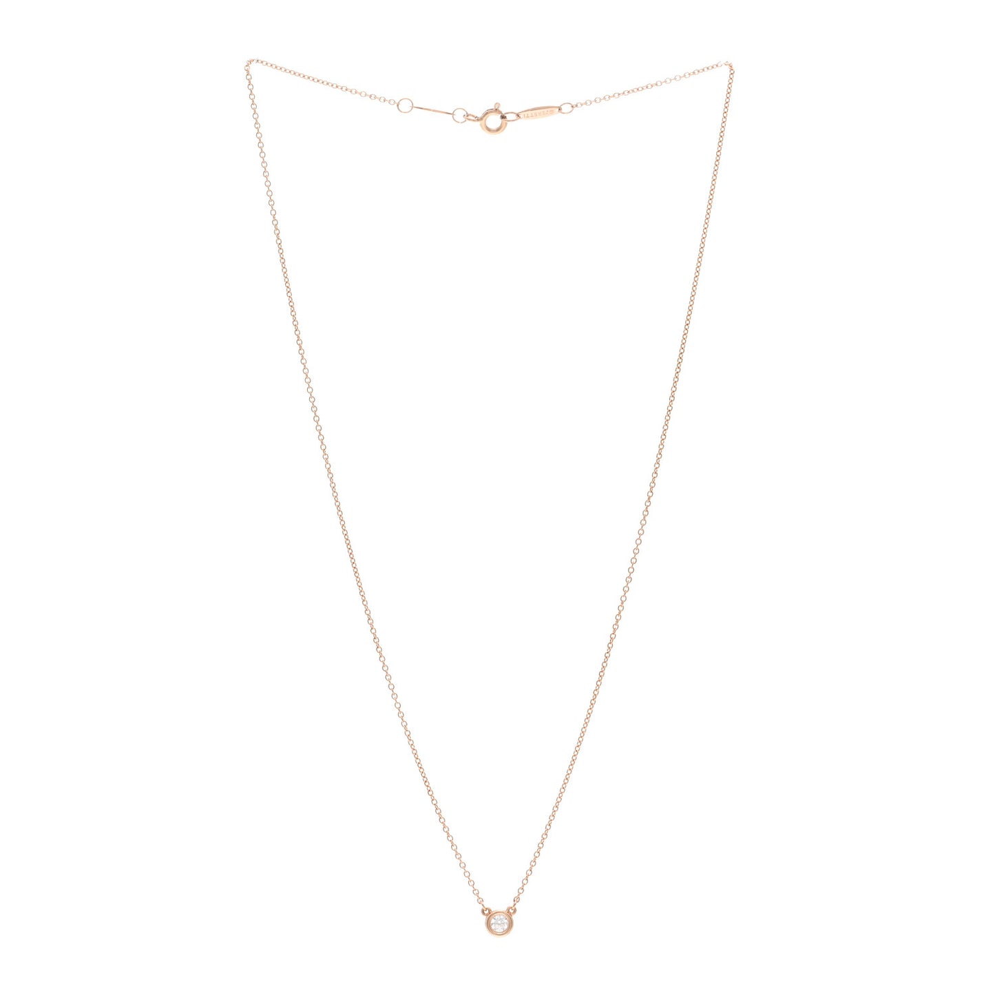 18K Rose Gold Diamond .10ct Elsa Peretti Diamonds by the Yard Pendant Necklace