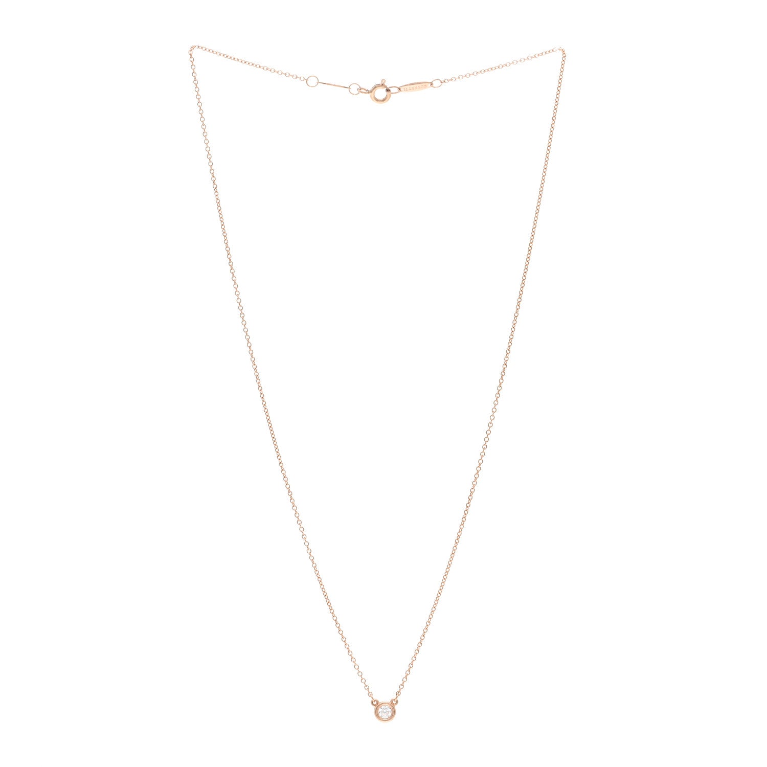 Tiffany 18K Rose Gold Diamond .10ct Elsa Peretti Diamonds by the Yard Pendant Necklace 3 of 5