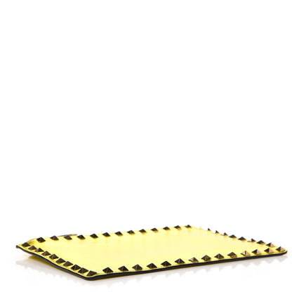 Valentino Garavani Metallic Calfskin Medium Rockstud Zip Pouch Yellow 4 of 7