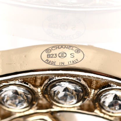 Chanel Metal Crystal Large CC Earrings Light Gold 4 of 5