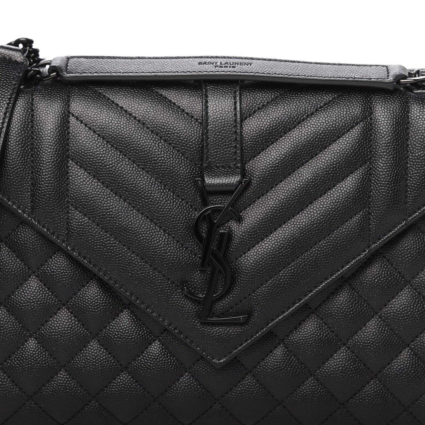 Grain De Poudre Textured Mixed Matelasse Triquilt Medium Monogram Satchel Black