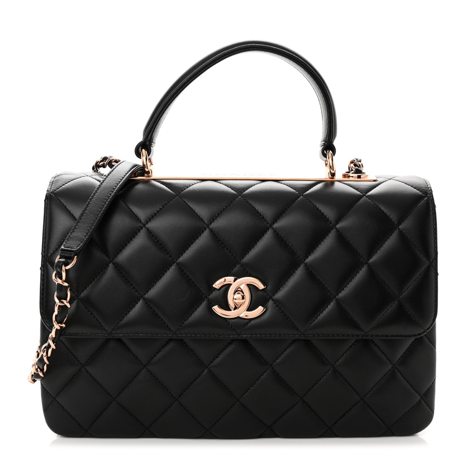 Chanel Lambskin Quilted Medium Trendy CC Flap Dual Handle Bag Black 1 of 10