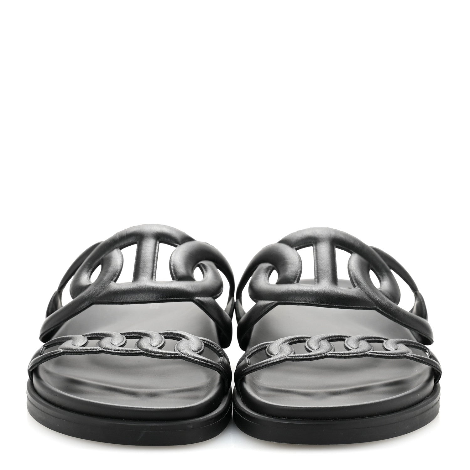 Hermes Nappa Extra Sandals 38 Black 3 of 9