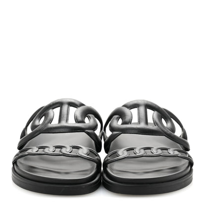 Hermes Nappa Extra Sandals 38 Black 3 of 9