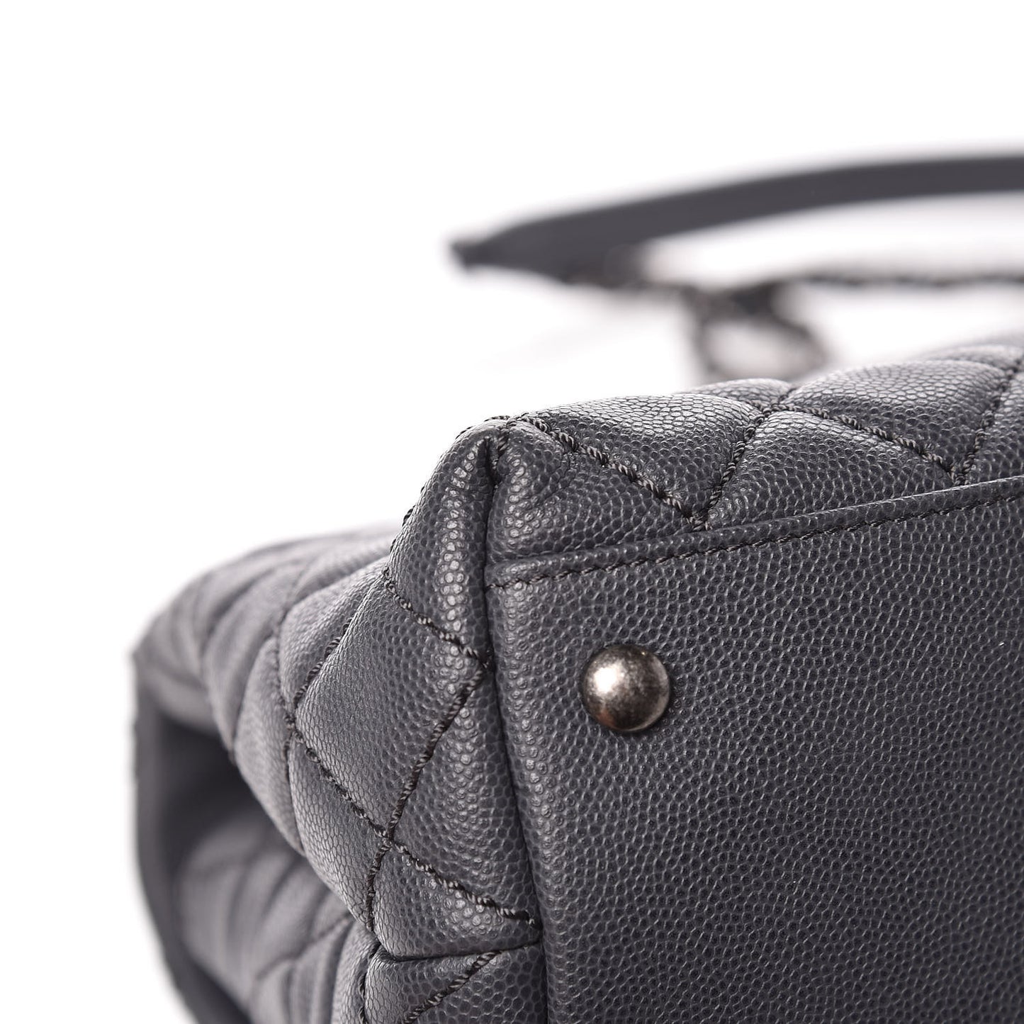 Caviar Quilted Small Coco Handle Flap Gray