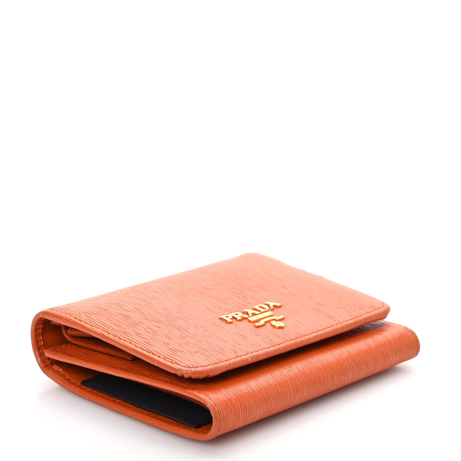 Prada Vitello Move Tri-Fold Compact Wallet Papaya 4 of 9