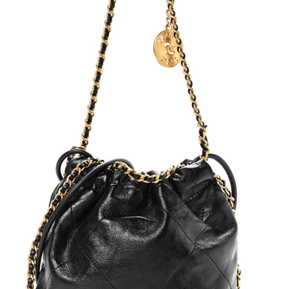 Chanel Shiny Crumpled Calfskin Quilted Pearl Mini Chanel 22 Black 8 of 10