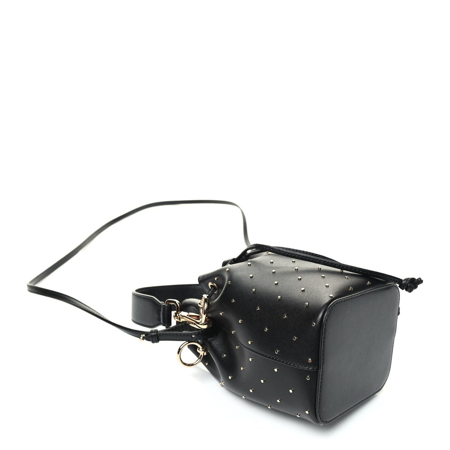 Vitello Liberty F is Fendi Studded Mini Mon Tresor Bucket Bag Black Gold