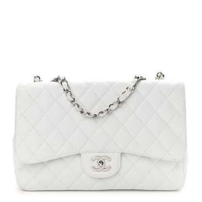 Chanel Caviar Quilted Jumbo Double Flap White 1 of 16