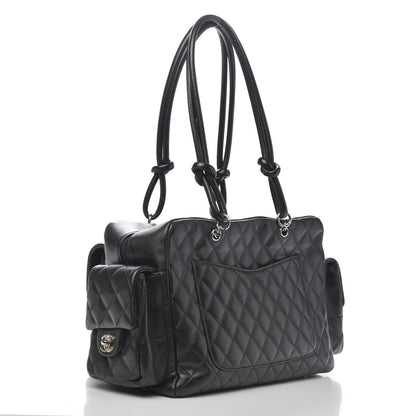 Chanel Calfskin Quilted Large Cambon Multipocket Reporter Black White 3 of 14