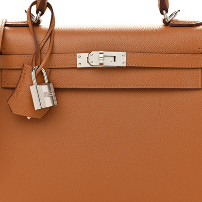 Hermes Epsom Verso Kelly Sellier 25 Caramel Jaune Ambre 8 of 13