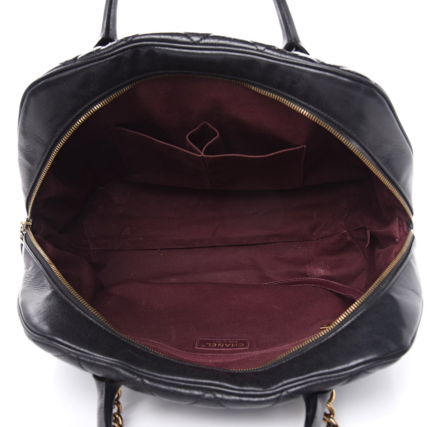 Glazed Calfskin Castle Rock Bowling Bag Black
