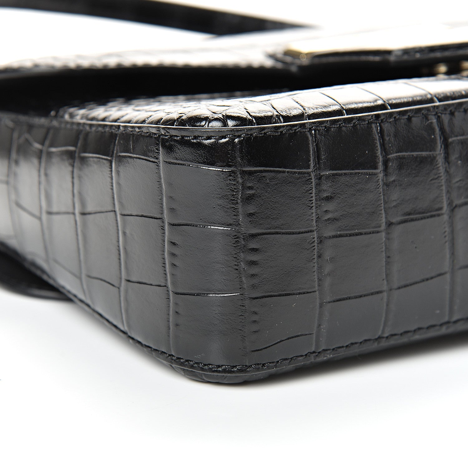 Givenchy Calfskin Crocodile Embossed Small Nobile Shoulder Bag Black 8 of 12