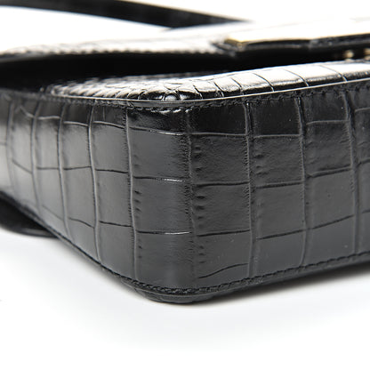 Givenchy Calfskin Crocodile Embossed Small Nobile Shoulder Bag Black 8 of 12