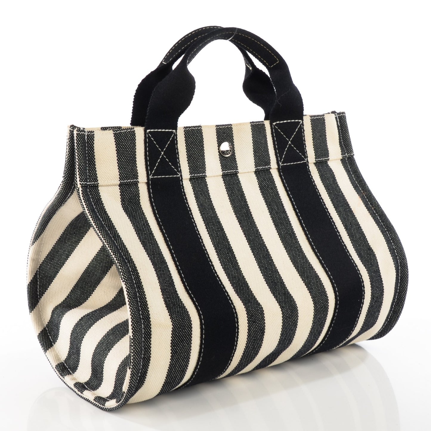 Canvas Striped Cannes MM Black White
