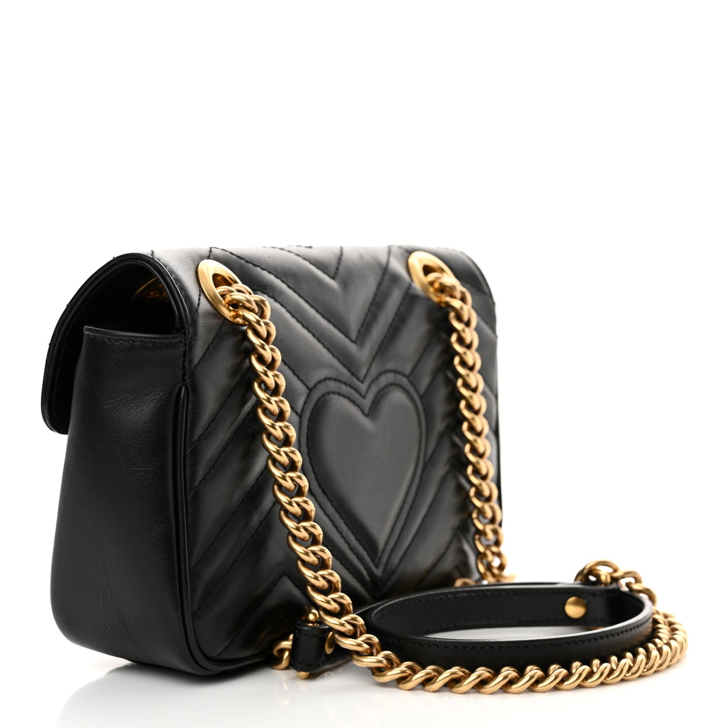 Calfskin Matelasse Mini GG Marmont Shoulder Bag Black