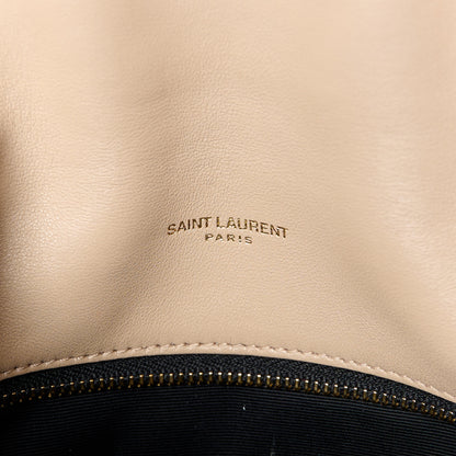 Saint Laurent Lambskin Quilted Toy Loulou Puffer Monogram Chain Satchel Dark Beige 7 of 12