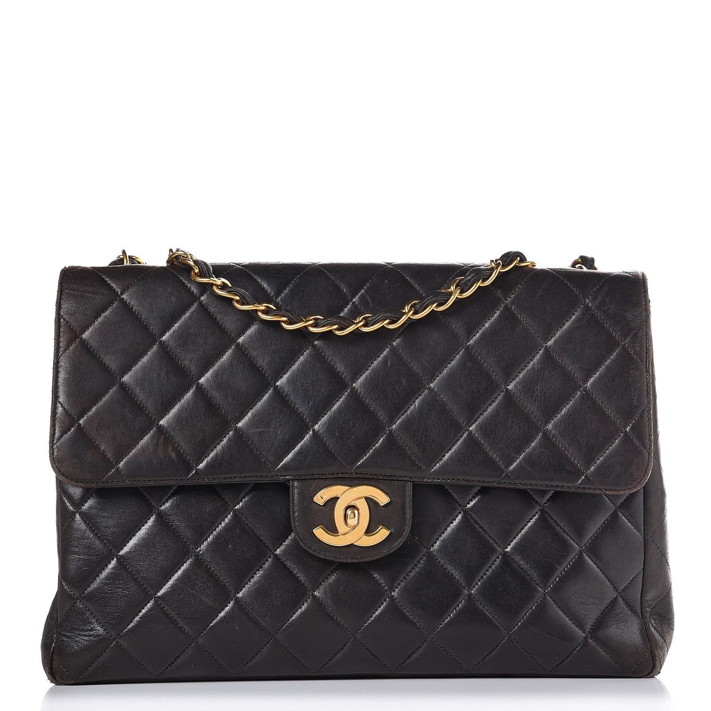 Lambskin Jumbo Single Flap Dark Brown
